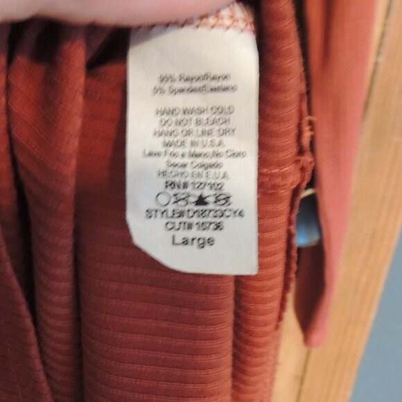 A'GACI Rust Ribbed Long Sleeve Midi Dress – Cutout Back – Size Large - Picture 8 of 8